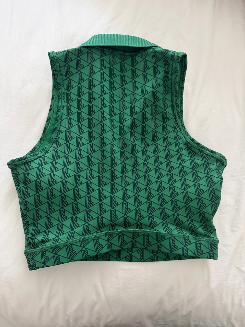 Authentic Lacoste Sport Green Geometric Sleeveless Polo Crop Top - Picture 2 of 7